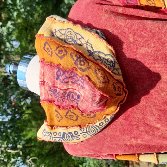 Ladies tie dye cotton zip hoodie, boho, layered stitching, multicolored, sz XL - Picture 9 of 14